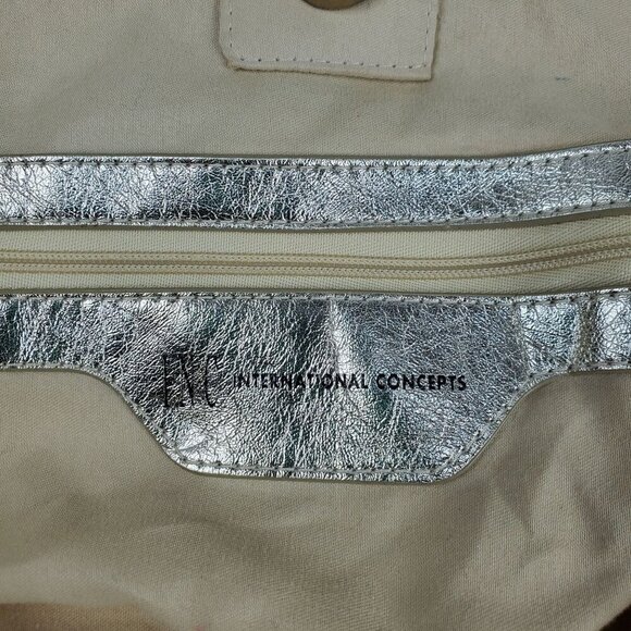 INC International Concepts Women's Beige Tote Bag Knit Beaded Double Handle - Picture 7 of 9